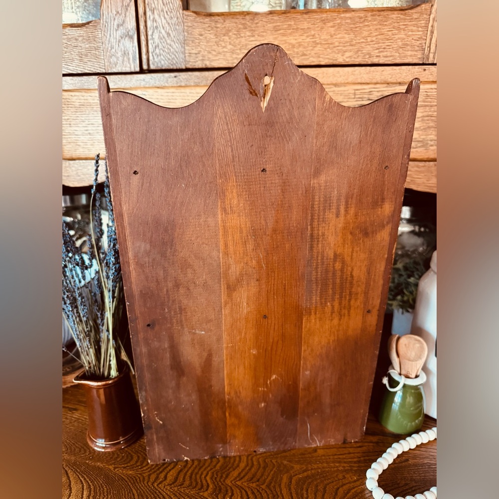Primitive Vintage Antique Rustic Brown WoodeWall Shelf & organizer/spoon holder - Picture 4 of 10